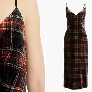 NWOT J crew Spaghetti Strap Midi Dress in Velvet Stewart Tartan size 2